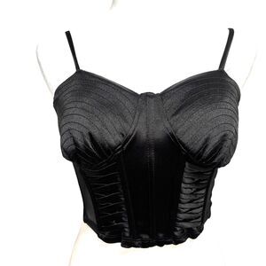 Julia by Love J Satin Corset Top Womens S Padded Mesh Goth Y2K Glam Clubwear